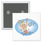 funny waterpolo dude cartoon pinback button