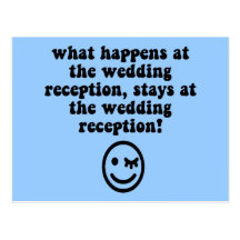 Funny wedding reception post card