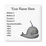 Funny whale personalised business magnets