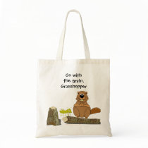 Funny Wood Turning Beaver and Grasshopper Cartoon Bags