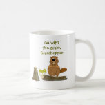 Funny Wood Turning Beaver and Grasshopper Cartoon Coffee Mugs