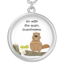 Funny Wood Turning Beaver and Grasshopper Cartoon Custom Jewelry