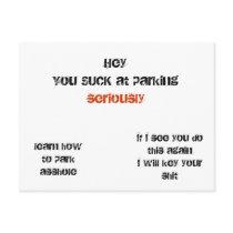 Funny you suck at parking postcard