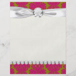 fuschia and olive fleur damask pattern flyer