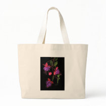 Fuschia Blossoms on Black Tote Bags
