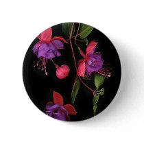 Fuschia Blossoms on Black Buttons
