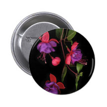 Fuschia Blossoms on Black Button