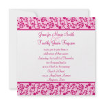 Fuschia floral stylish whimsy wedding invitation