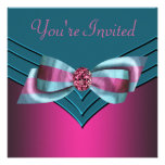 Fuschia Hot Pink Teal Blue All Occasion Party Personalised Invitation