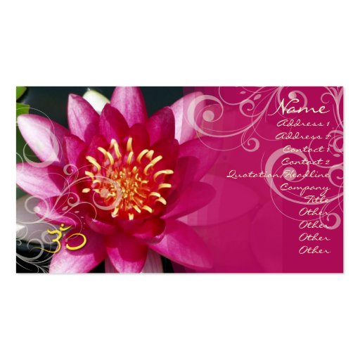 Fuschia lotus + pearly swirls business cards
