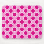 Fuscia Dots on Pink Stripes Mouse Pad
