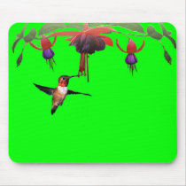 Fushia and Hummingbird Mouse Pads