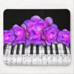 Fushia Roses and Piano Keyboard and Notes Mouse Pad