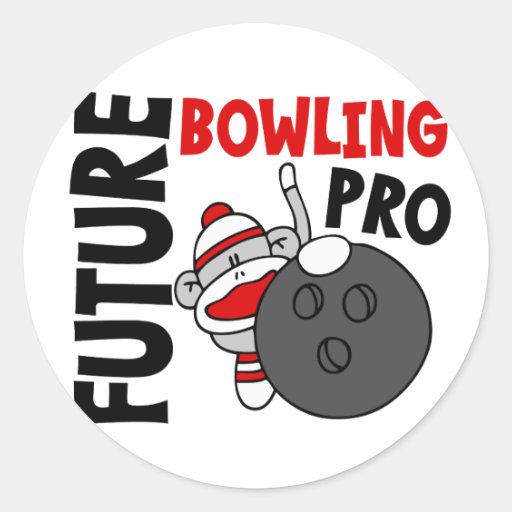Future Bowling Pro Sock Monkey Round Sticker