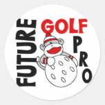 Future Golf Pro Sock Monkey Round Stickers