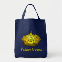 Future Queen with Gold Crown on Tshirts, Apparel Canvas Bags