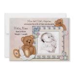 Fuzzy Teddy Bears Baby Announcement invitations