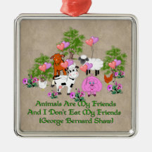 G. B. Shaw Vegetarian Quote Christmas Ornaments