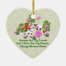 G. B. Shaw Vegetarian Quote Christmas Tree Ornament