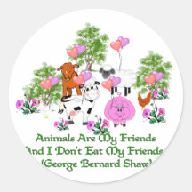 G. B. Shaw Vegetarian Quote Round Stickers