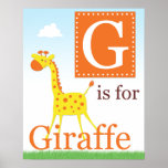 G is for Giraffe Letter Poster