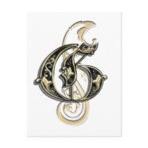 G monogram postcard