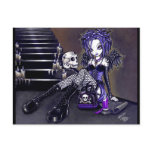 "Gabriella" Gothic Blue Skull Angel Art Postcard