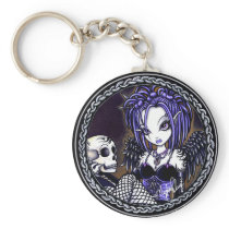Gabriella Gothic Blue Skull Angel Keychain
