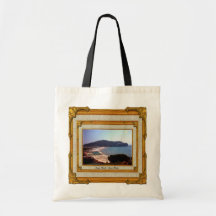 Gaeta Beach Vintage Frame Tote Bags