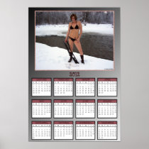 Gal Holding a Gun with Ptarmigan Poster Calendar