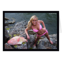 Gal with a Rockfish Horizontal Card