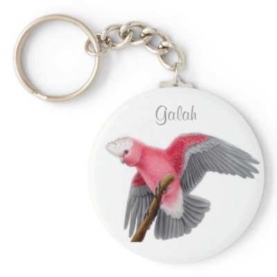 Galah Rose Breasted Cockatoo Keychain by twopurringcats