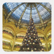 Galeries La Fayette at Christmas, Paris, France Square Stickers