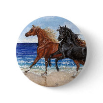 Gallop beach Arabian horse button