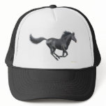 Galloping Black Horse Trucker Hats
