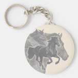 Galloping Friesians Keychains