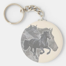 Galloping Friesians Keychains