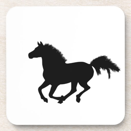 Galloping horse black silhouette coaster | Zazzle