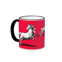 Galloping Horses Elegant Red and Black Mugs