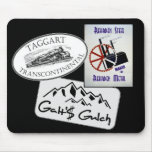 "Galt's Gulch", "Taggart Transco...", "Rearden..." mousepads