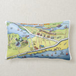 Galveston Island Cartoon Map Throw Pillow