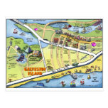 Galveston Texas Cartoon Map Postcards
