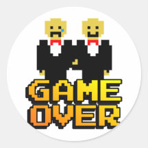 "Game Over" Marriage (Gay, 8-bit) Stickers