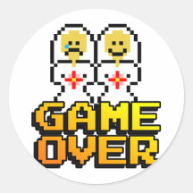 Game Over Marriage (Lesbian, 8-bit) Round Sticker