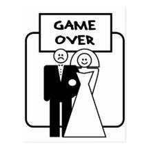 "Game Over" marriage Postcard
