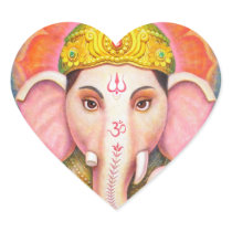 Ganesha's Blessings Heart Stickers