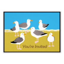 Gang of Seagulls at the Beach You're Invited