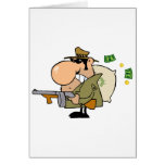 Gangster Man with his Gun and Bag of Money Card