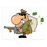 Gangster Man with his Gun and Bag of Money Post Card