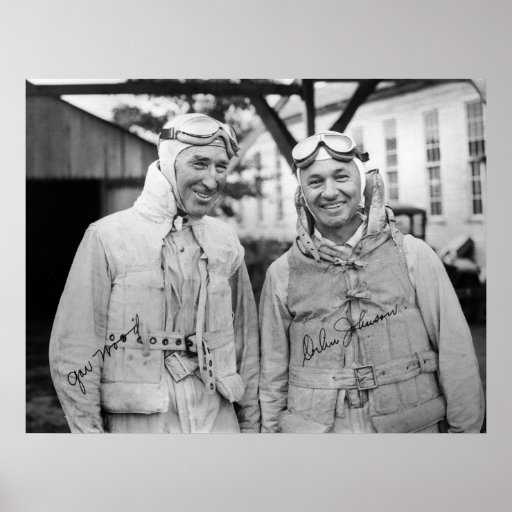 Gar Wood and Orlin Johnson - Autographed - Vintage Print